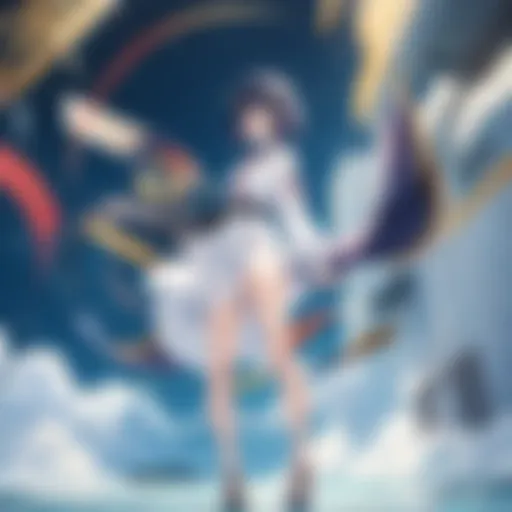A vibrant scene depicting various anime characters