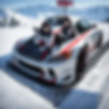 Sleek Racing Car Drifting on Mountain Pass