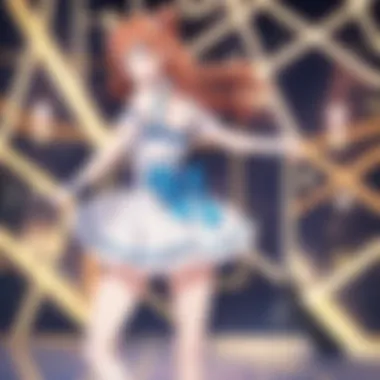 Intricate design showcasing the iconic Love Live school idol group performing on stage
