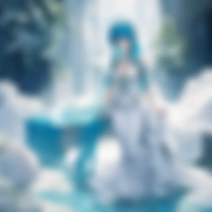 A close-up of intricate details in a mermaid's bridal dress with aquatic elements