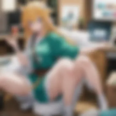 Manga-themed 'Link in Bio' Gifs in Social Media An engaging social media feed filled with 'link in bio' gifs related to manga.