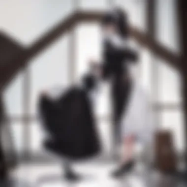 Modern Interpretations of Maid Aesthetics A vibrant depiction of an anime character in a modernized maid ensemble.
