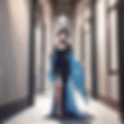 A mother embracing her child in a serene garden setting