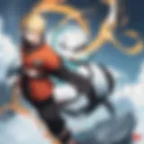 A vibrant scene depicting Naruto in action, showcasing his determination and spirit