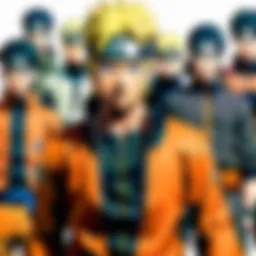 Key characters of Naruto Shippuden in a dynamic pose