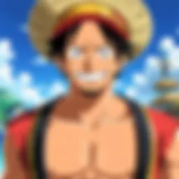 A vibrant scene showcasing iconic characters from One Piece in an action-packed moment.