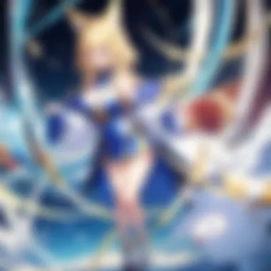 Character Interaction in Puzzle and Dragons X A vibrant illustration of characters from the game interacting in a quest