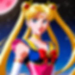 A captivating scene from Sailor Moon featuring the main characters in a stunning transformation sequence.