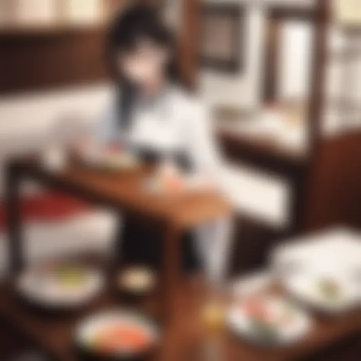 A serene sushi dining setup with traditional Japanese decor.