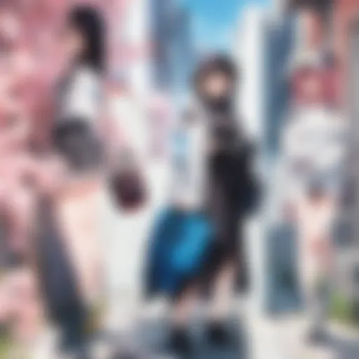 A vibrant scene showcasing various anime characters from different genres.
