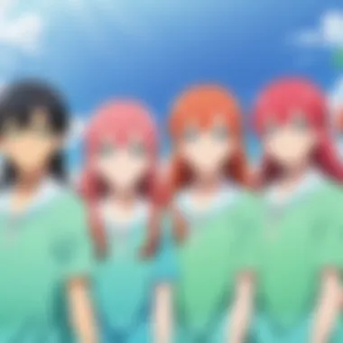 A close-up of the quintuplets showcasing their distinct personalities.