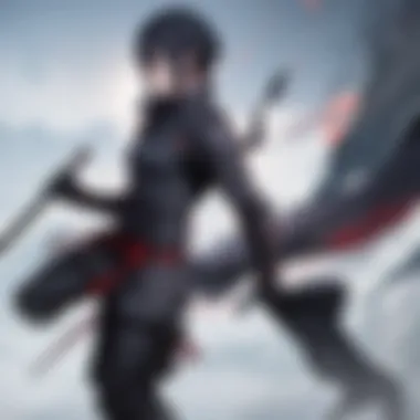 In the Shadows: The Ninja in Nature A serene Japanese landscape with a hidden ninja