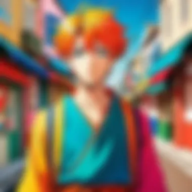 Character Design Through Color A close-up of a manga character with intricate color details