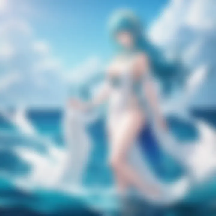 An artistic representation of a wedding scene underwater, featuring mermaids