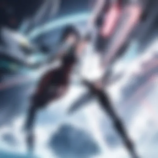 Illustration depicting a fierce battle scene with ray beams in anime and manga