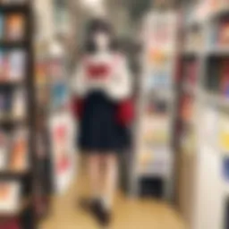 Illustration of a cozy independent bookstore with shelves filled with manga in English