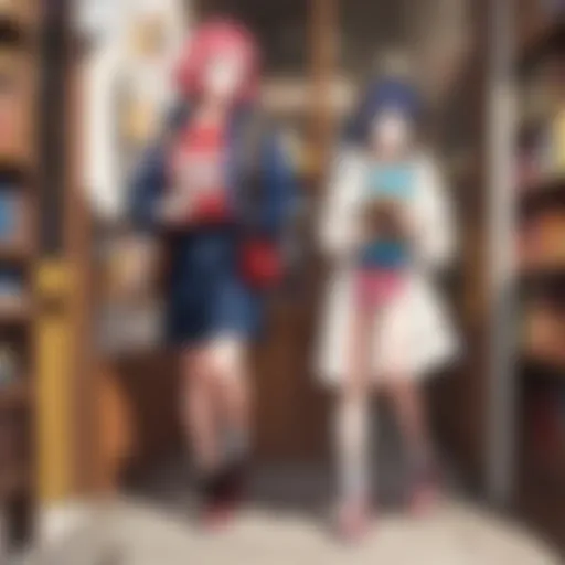 Vintage bookstore with shelves of manga volumes