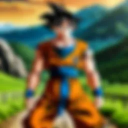 An iconic scene featuring Goku in his early adventures.