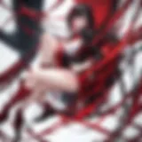 An eye-catching illustration of Blood-C's main character in action