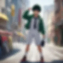 A dynamic portrayal of Izuku Midoriya showcasing determination and growth.